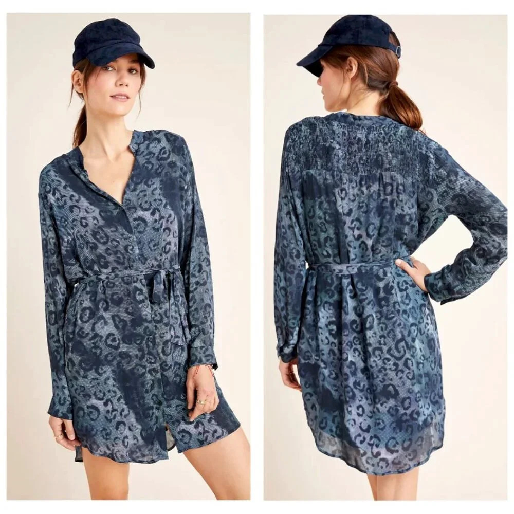 Cloth & Stone Smocked Leopard Shirtdress M SOLD OUT
